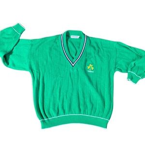 Vintage Ireland V-neck Knit Green Sweater